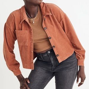 NWT Madewell Knit Corduroy Crop Shirt-Jacket